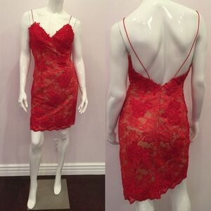 Red Crystal lace dress